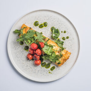 Omelette over Asparagus